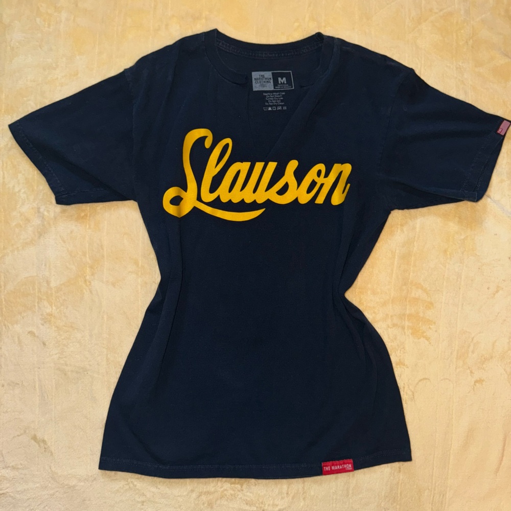 The Marathon Clothing Dark Blue Tee with Yellow Print